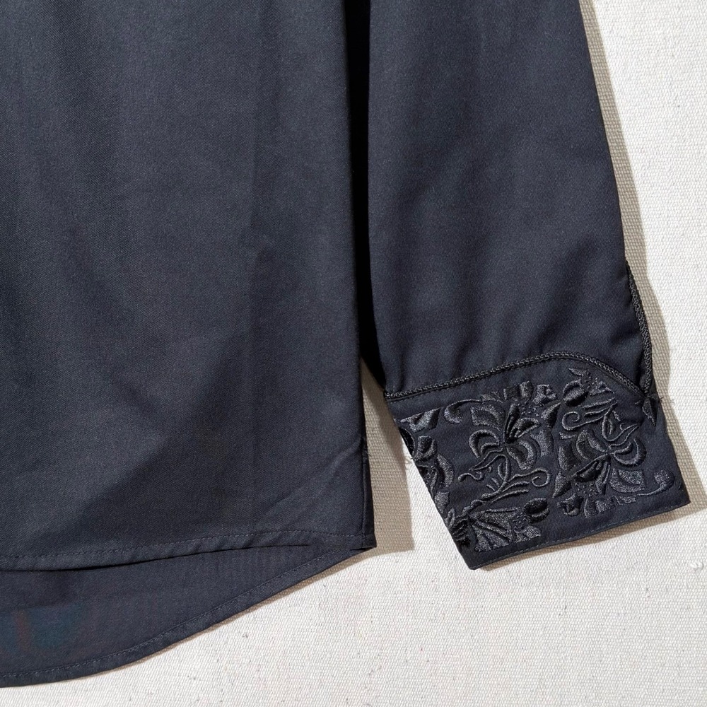 Scully Western Shirt Men Medium Black Floral Embroidered Snap Cowboy‎ Retro - Picture 5 of 8